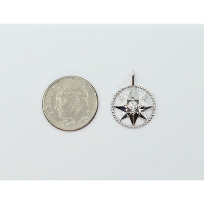 14K White Gold Star Shaped Diamond Charm Pendant