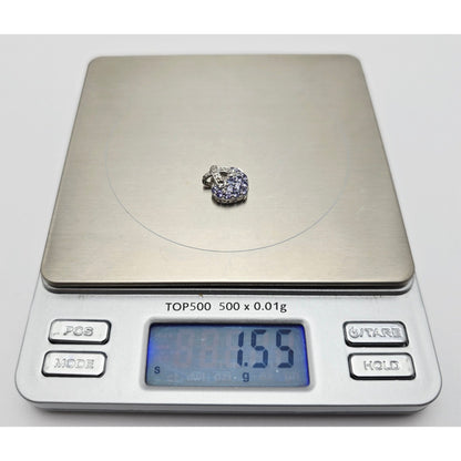 10K White Gold Round Cut Diamond & Tanzanite Heart Charm Pendant