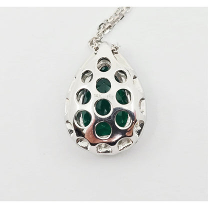 14K White Gold JLJ Lab Grown Emerald & Diamond Ring & Pendant Necklace Set
