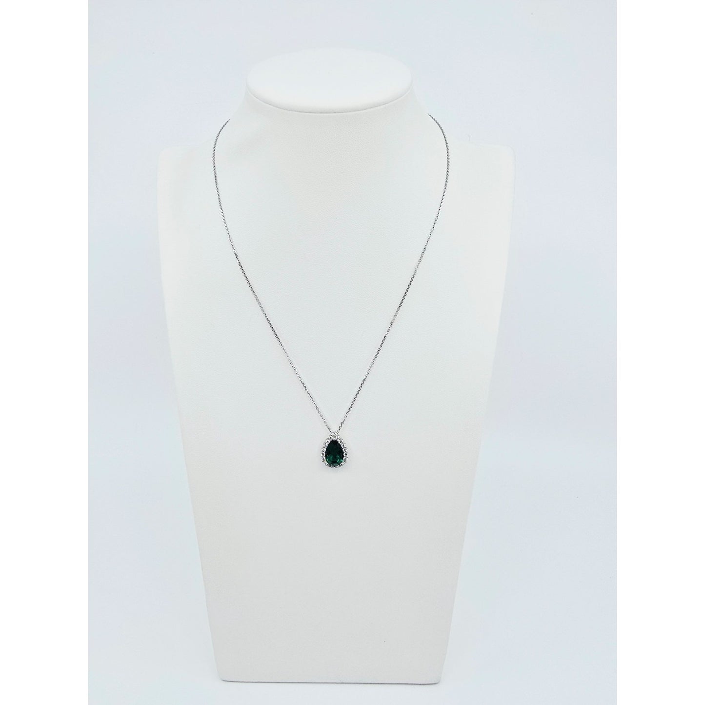 14K White Gold JLJ Lab Grown Emerald & Diamond Ring & Pendant Necklace Set