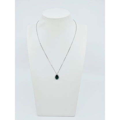 14K White Gold JLJ Lab Grown Emerald & Diamond Ring & Pendant Necklace Set