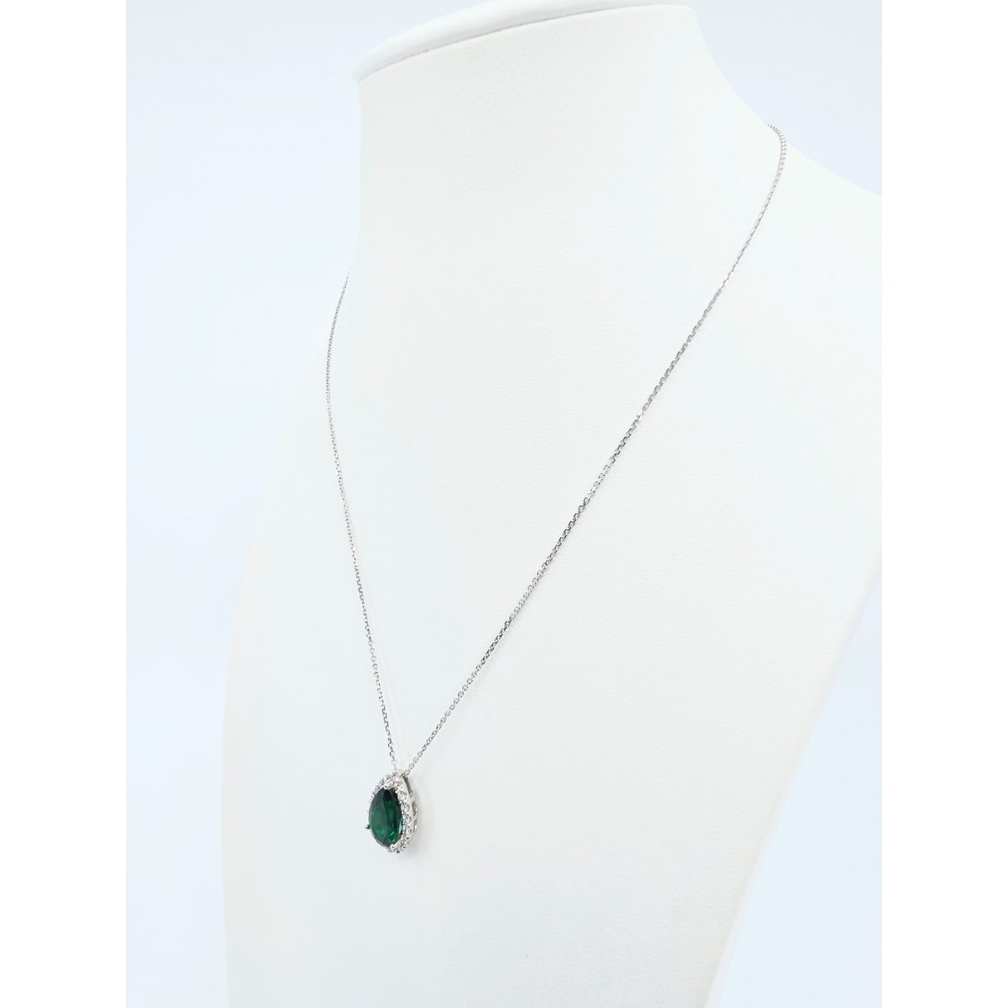 14K White Gold JLJ Lab Grown Emerald & Diamond Ring & Pendant Necklace Set
