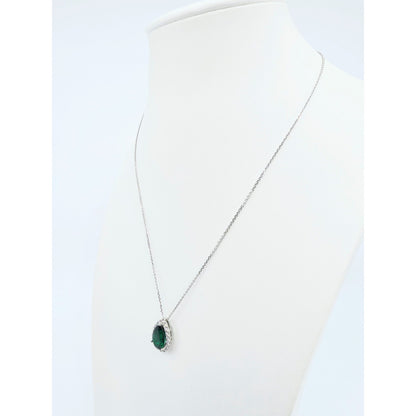 14K White Gold JLJ Lab Grown Emerald & Diamond Ring & Pendant Necklace Set
