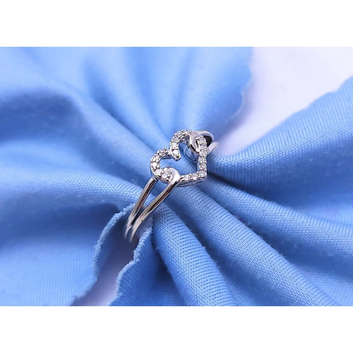 10K White Gold Diamond Open Heart Ring