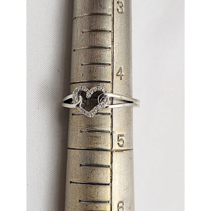 10K White Gold Diamond Open Heart Ring