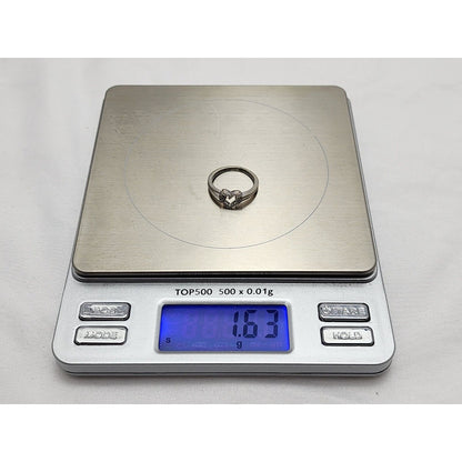 10K White Gold Diamond Open Heart Ring