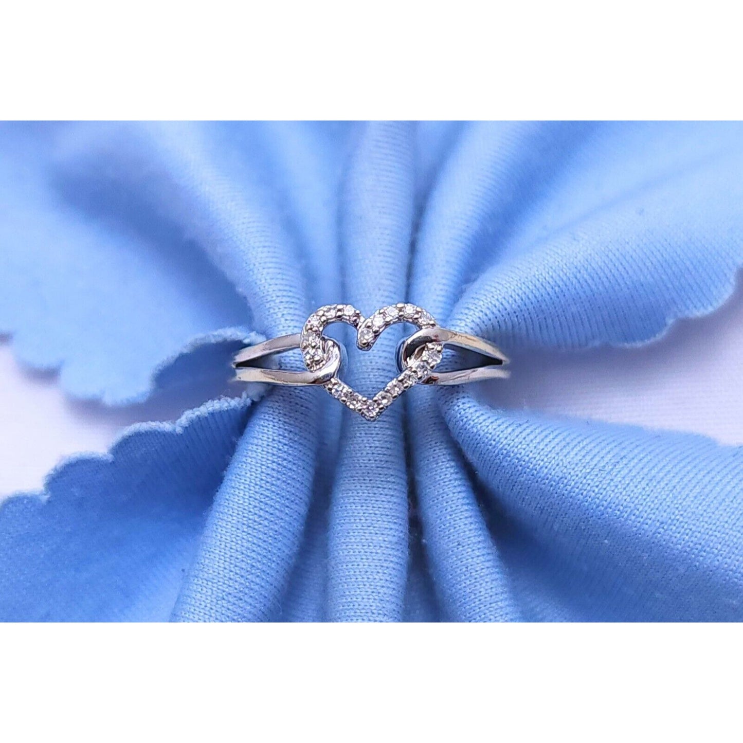 10K White Gold Diamond Open Heart Ring