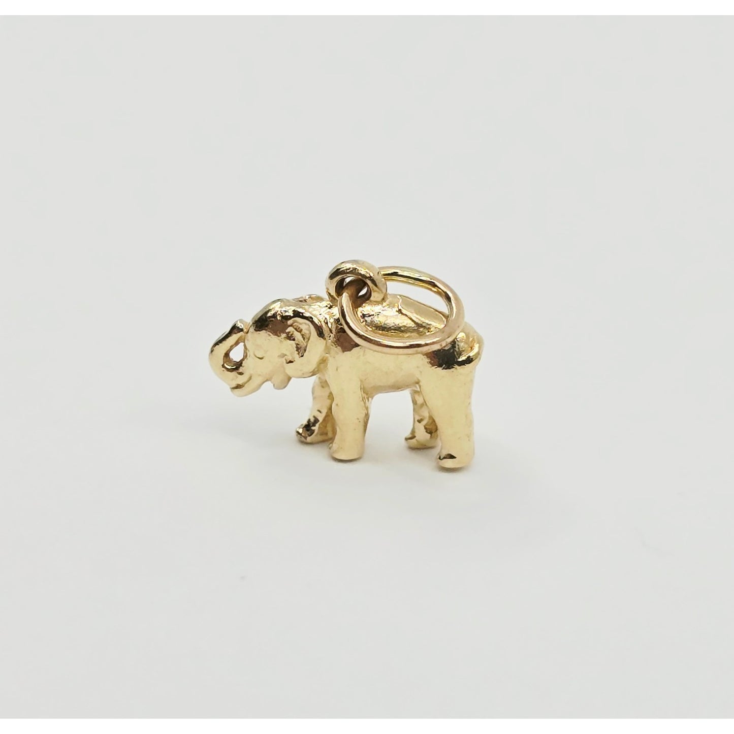 14K Yellow Gold Lucky Animal Elephant Charm Pendant