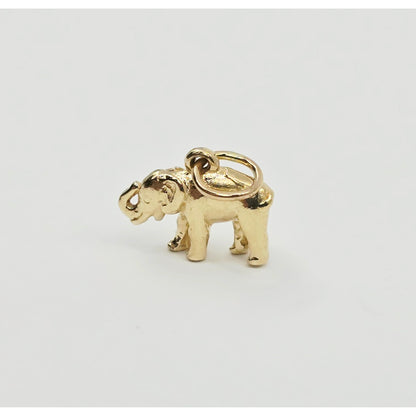 14K Yellow Gold Lucky Animal Elephant Charm Pendant