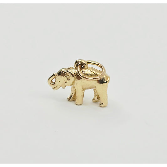 14K Yellow Gold Lucky Animal Elephant Charm Pendant