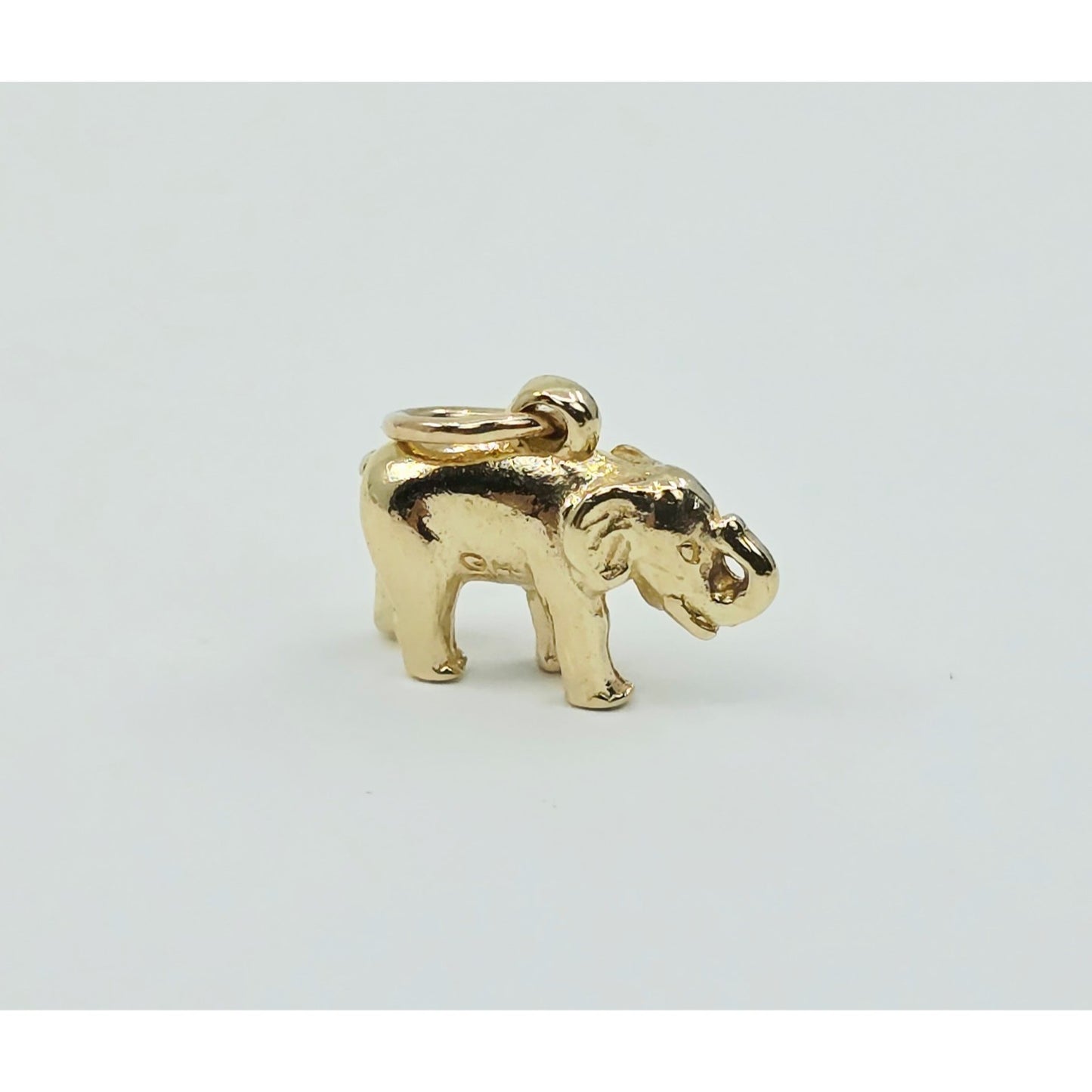 14K Yellow Gold Lucky Animal Elephant Charm Pendant