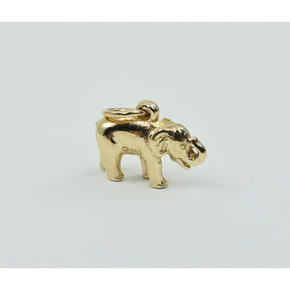 14K Yellow Gold Lucky Animal Elephant Charm Pendant