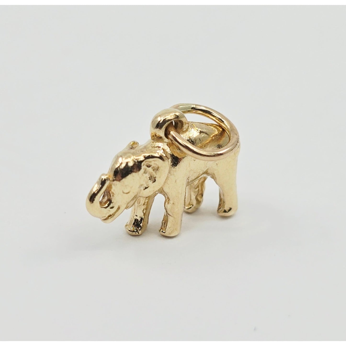 14K Yellow Gold Lucky Animal Elephant Charm Pendant