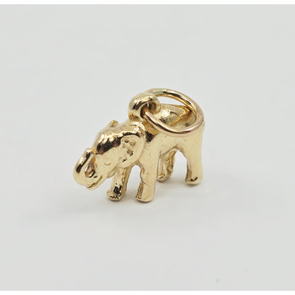 14K Yellow Gold Lucky Animal Elephant Charm Pendant
