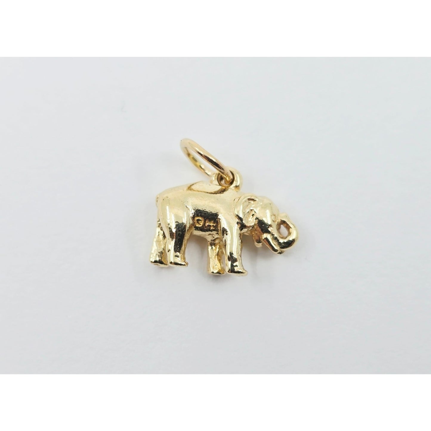 14K Yellow Gold Lucky Animal Elephant Charm Pendant