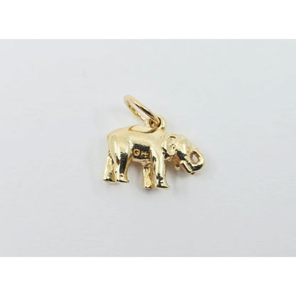 14K Yellow Gold Lucky Animal Elephant Charm Pendant