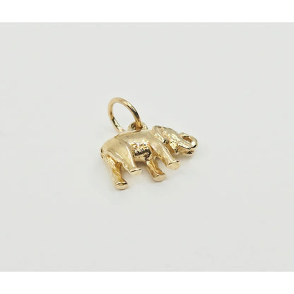 14K Yellow Gold Lucky Animal Elephant Charm Pendant