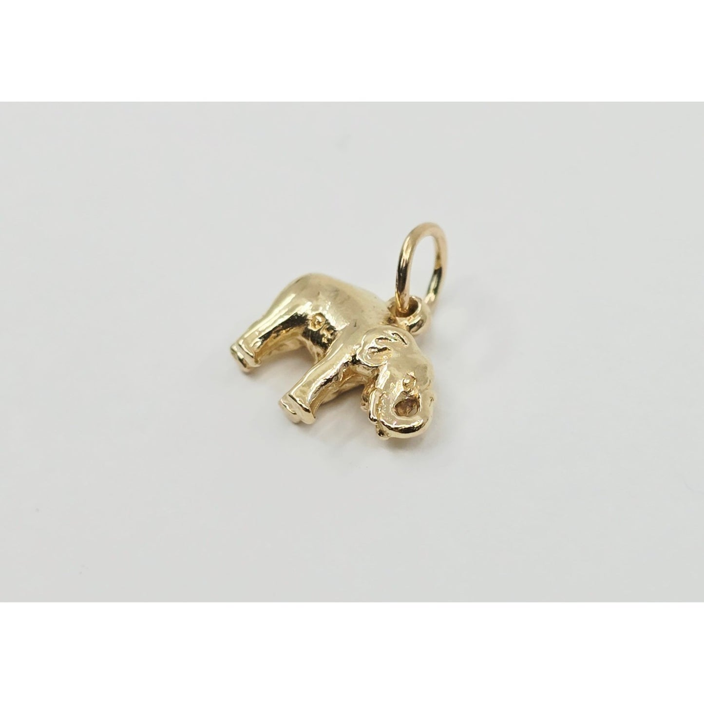 14K Yellow Gold Lucky Animal Elephant Charm Pendant