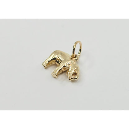 14K Yellow Gold Lucky Animal Elephant Charm Pendant