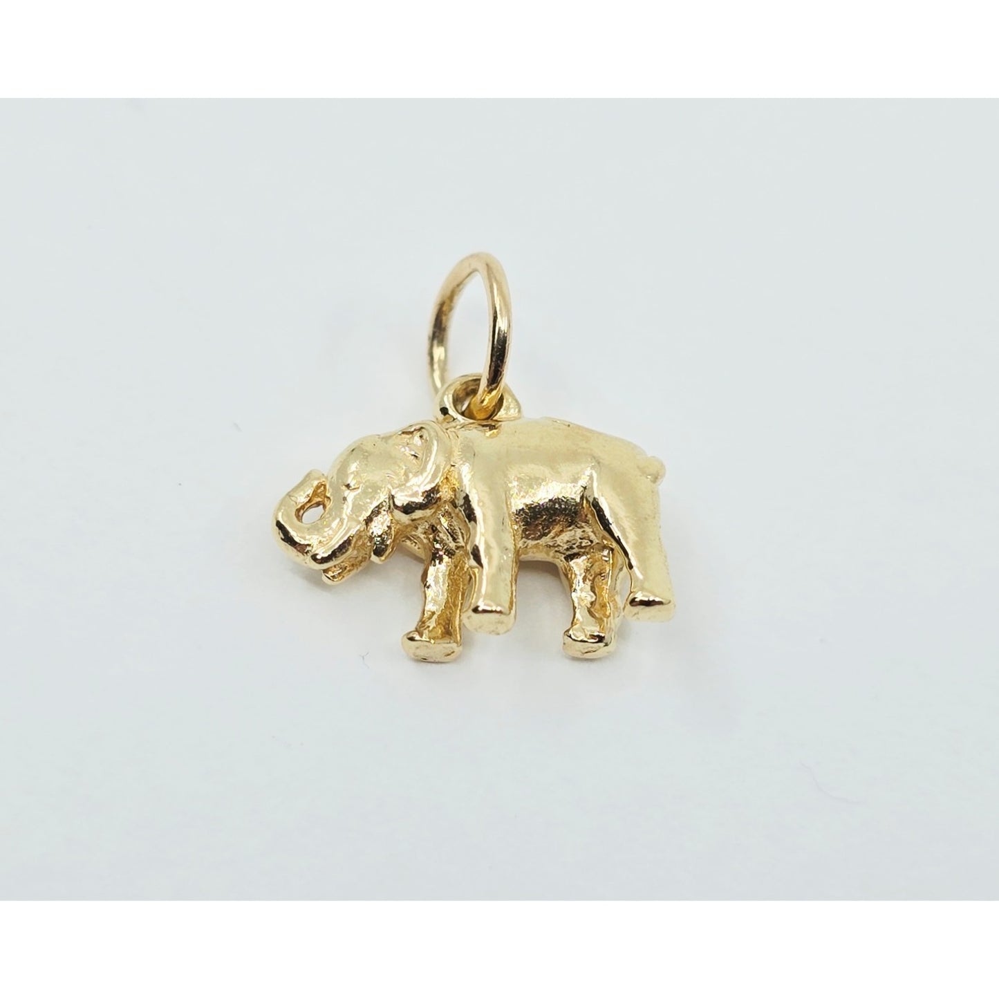 14K Yellow Gold Lucky Animal Elephant Charm Pendant
