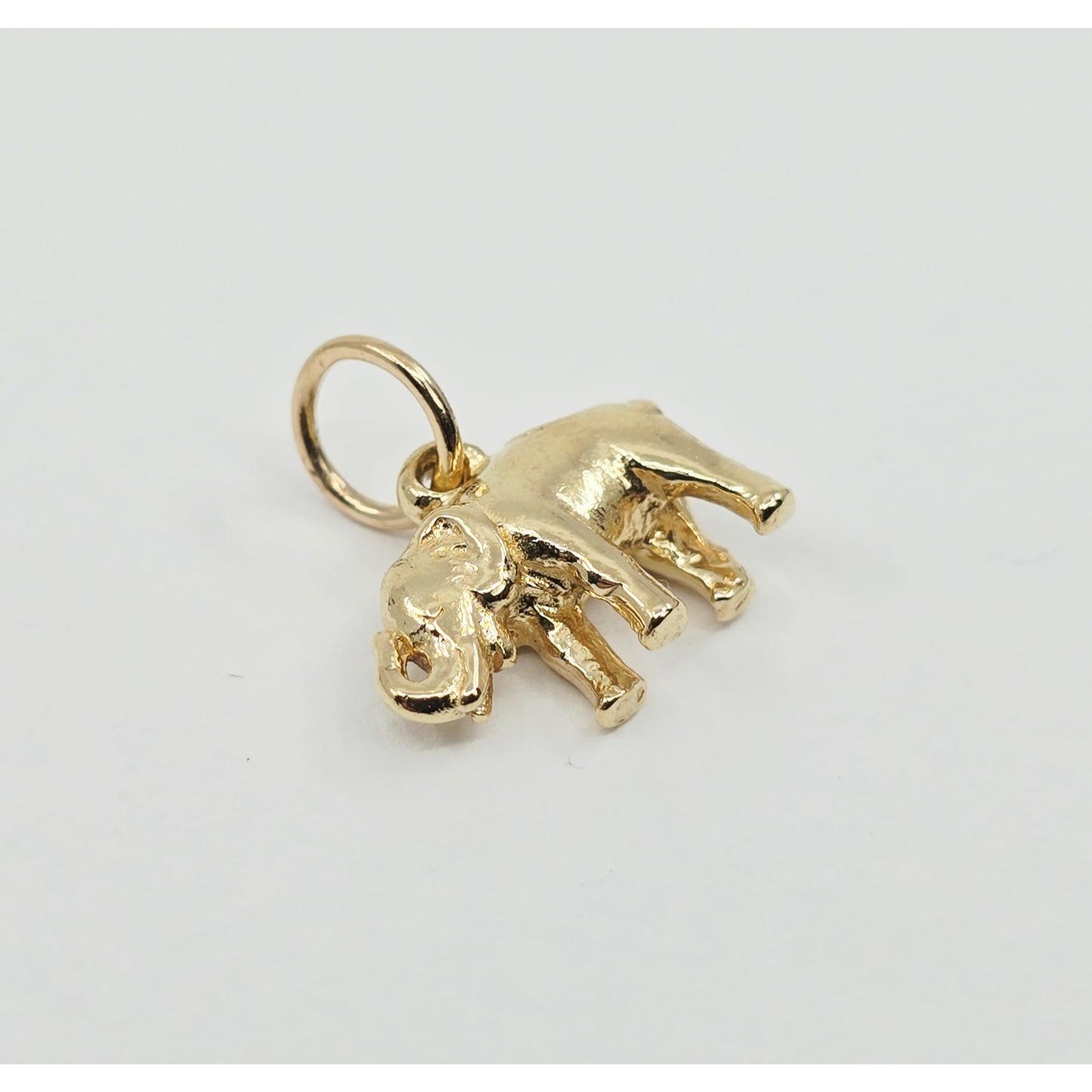14K Yellow Gold Lucky Animal Elephant Charm Pendant