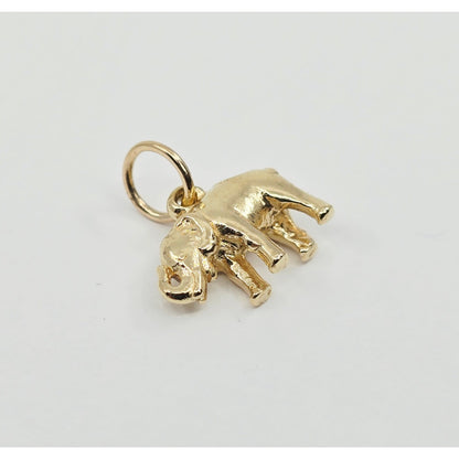 14K Yellow Gold Lucky Animal Elephant Charm Pendant