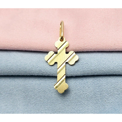 14K Yellow Gold Religious Italy Made Cross Charm Pendant
