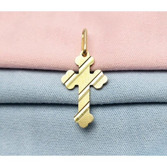 14K Yellow Gold Religious Italy Made Cross Charm Pendant