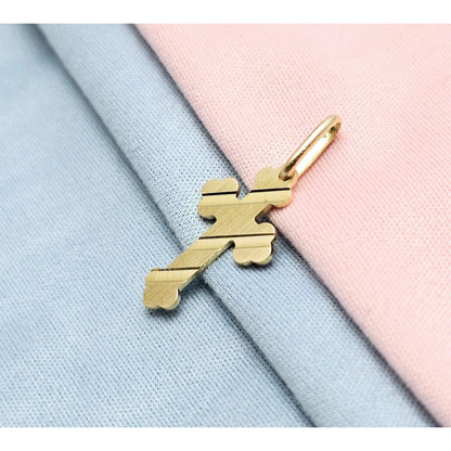 14K Yellow Gold Religious Italy Made Cross Charm Pendant