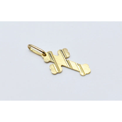 14K Yellow Gold Religious Italy Made Cross Charm Pendant