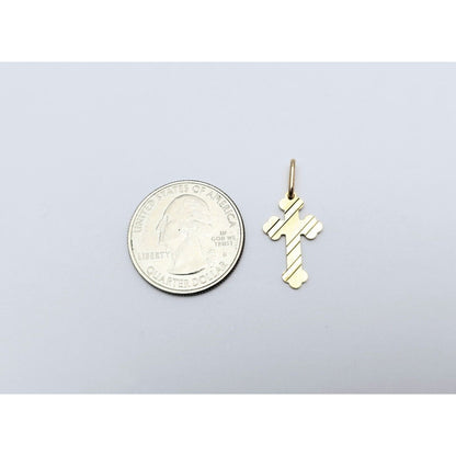 14K Yellow Gold Religious Italy Made Cross Charm Pendant