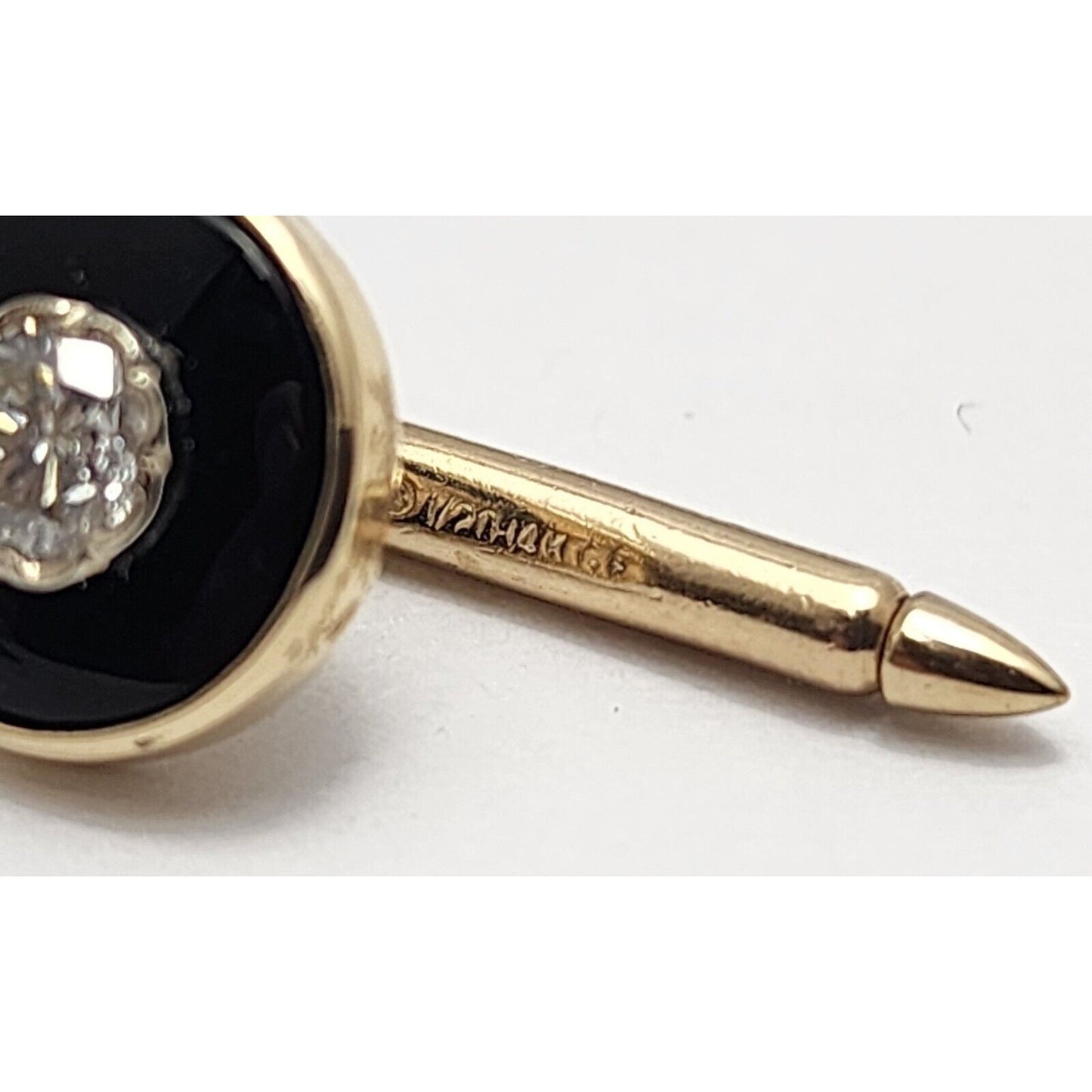 Vintage 1/20 14K Karat Gold Filled Black Onyx & Diamond Cufflinks