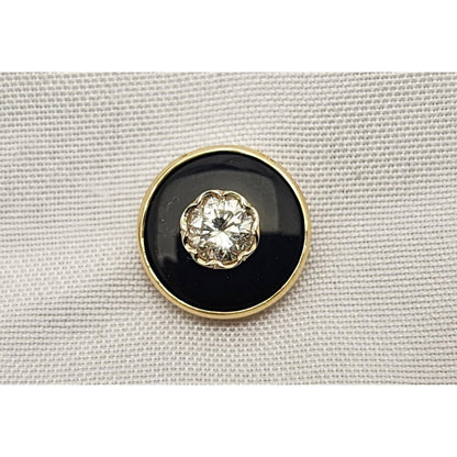 Vintage 1/20 14K Karat Gold Filled Black Onyx & Diamond Cufflinks