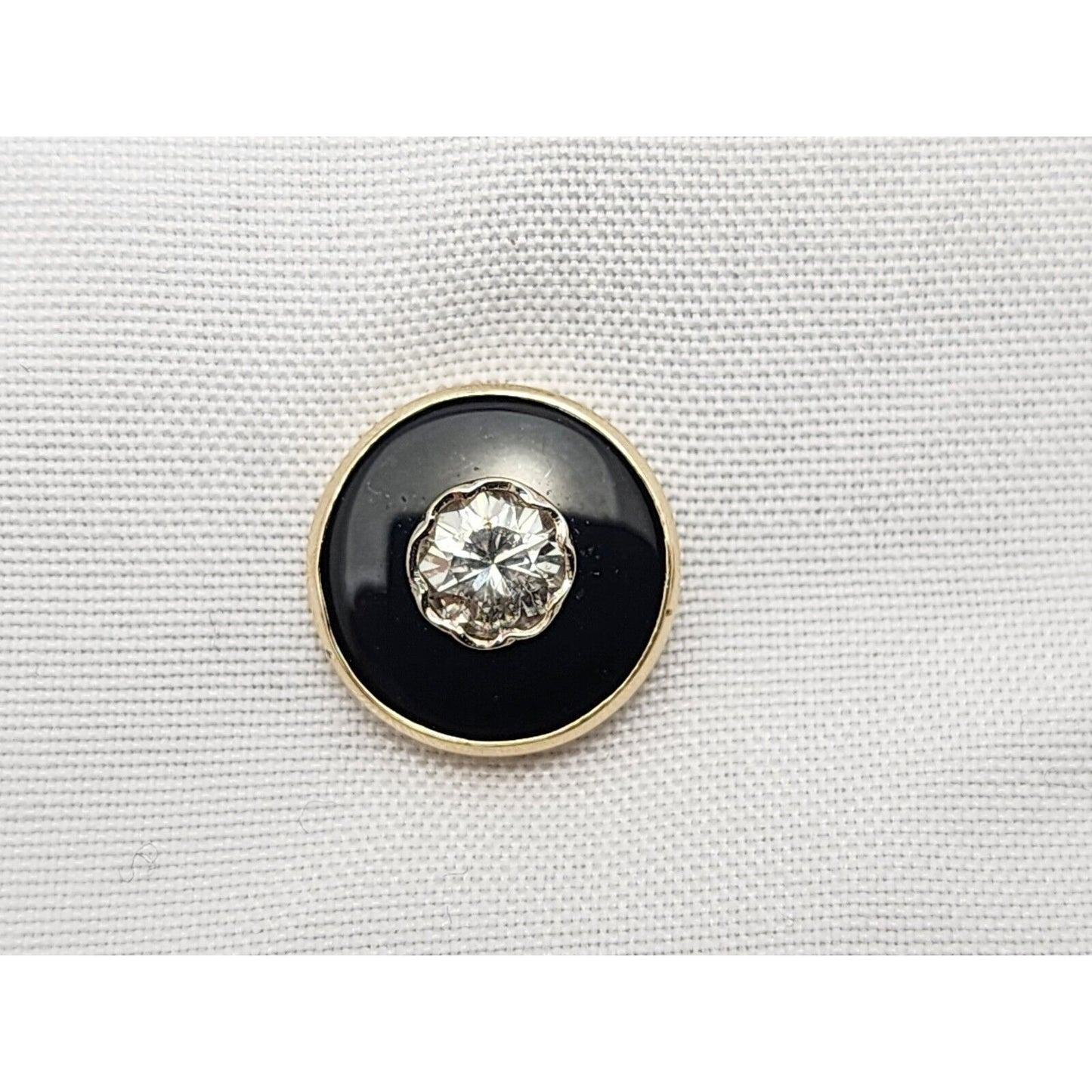 Vintage 1/20 14K Karat Gold Filled Black Onyx & Diamond Cufflinks