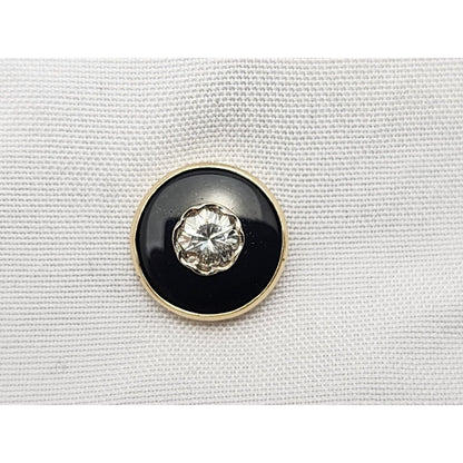 Vintage 1/20 14K Karat Gold Filled Black Onyx & Diamond Cufflinks