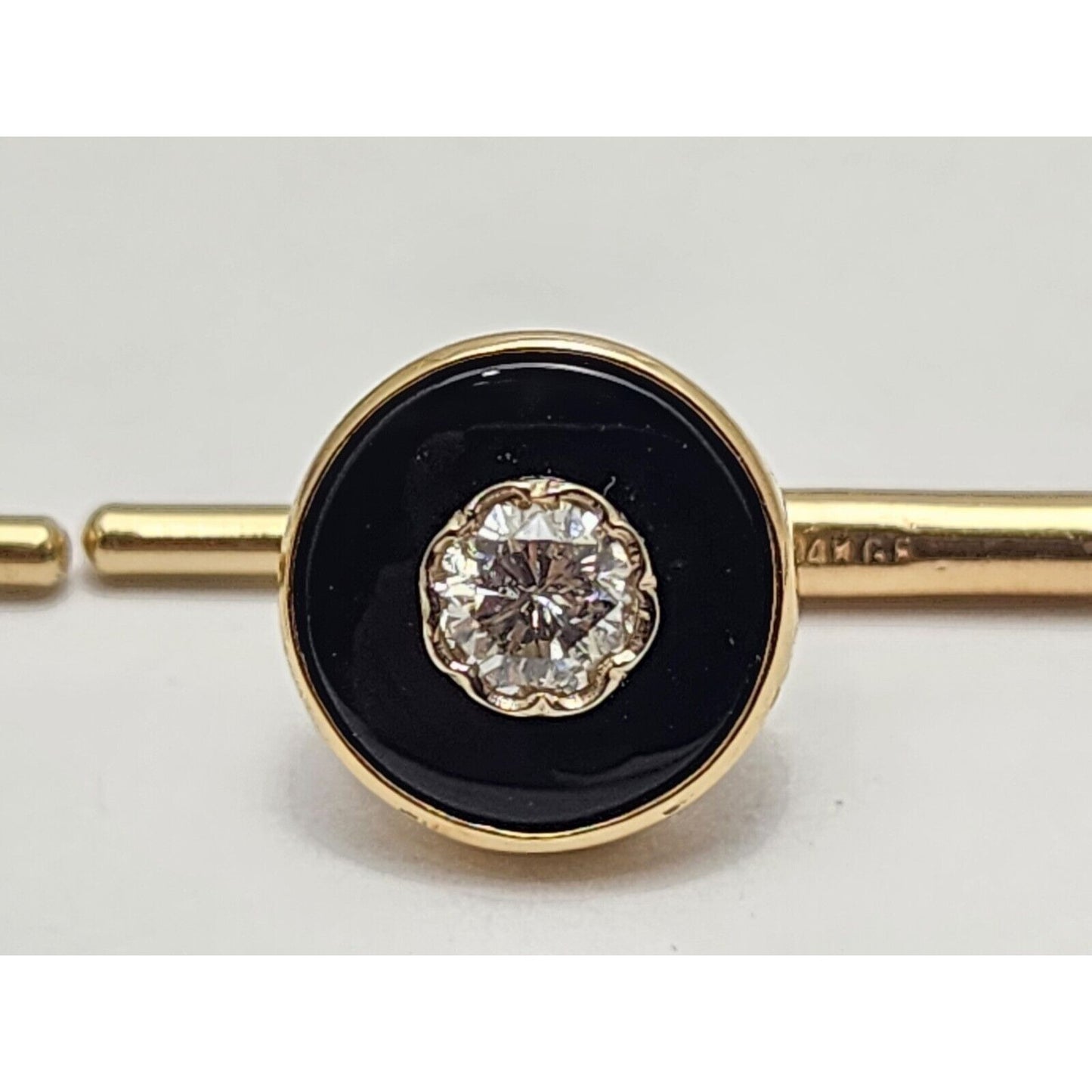 Vintage 1/20 14K Karat Gold Filled Black Onyx & Diamond Cufflinks