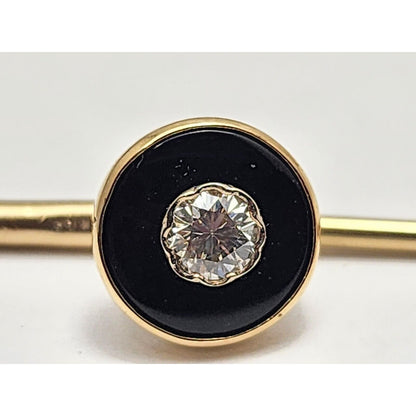 Vintage 1/20 14K Karat Gold Filled Black Onyx & Diamond Cufflinks