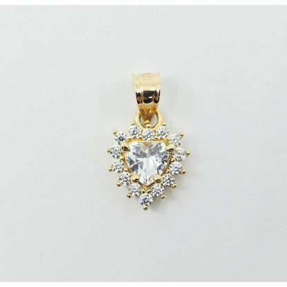 14K Yellow Gold Heart Shaped CZ Charm Pendant