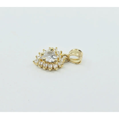 14K Yellow Gold Heart Shaped CZ Charm Pendant