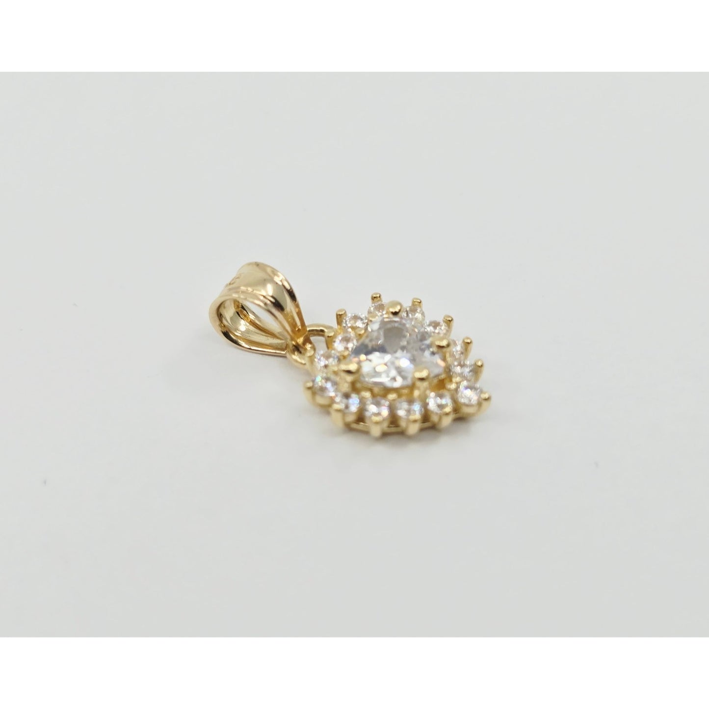14K Yellow Gold Heart Shaped CZ Charm Pendant
