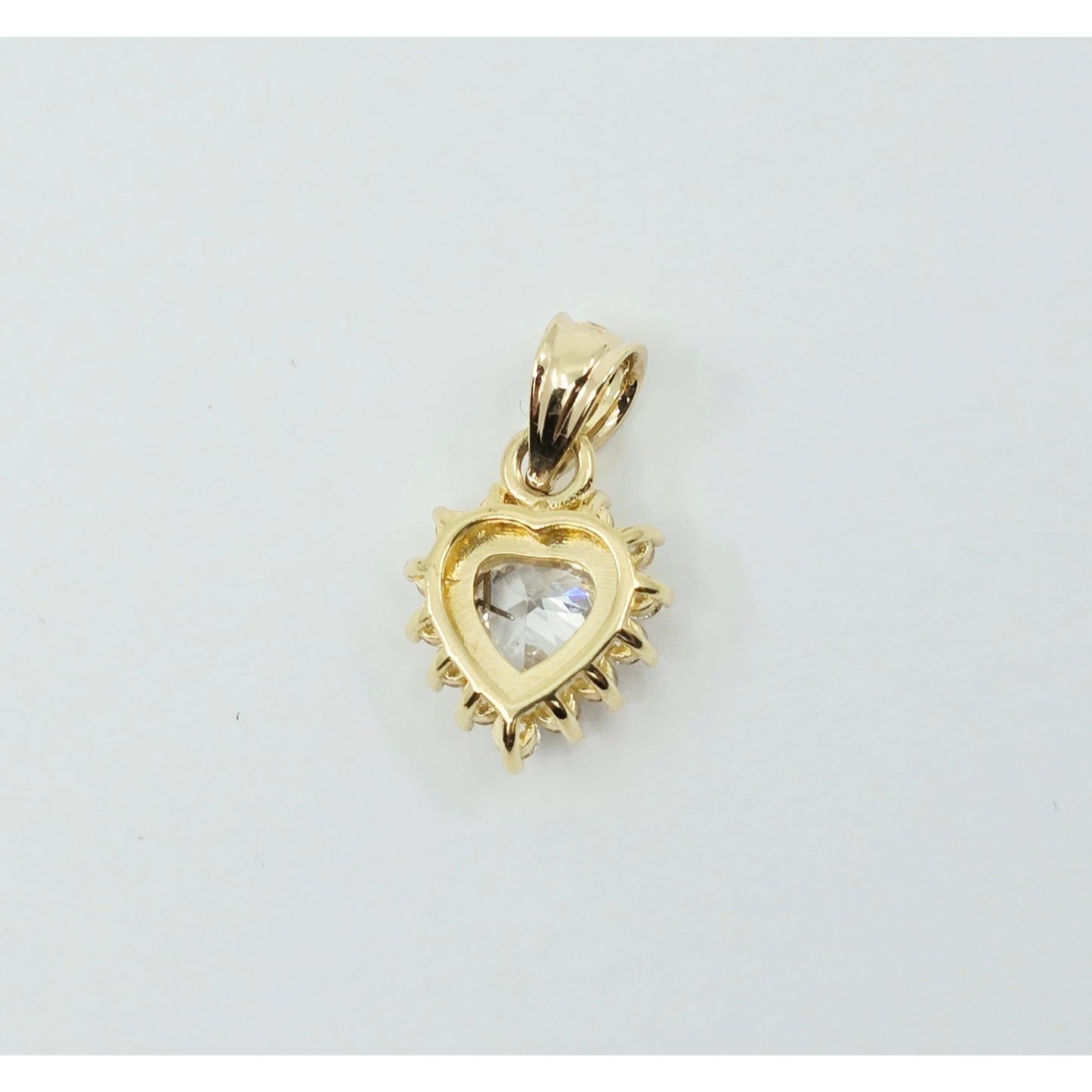 14K Yellow Gold Heart Shaped CZ Charm Pendant