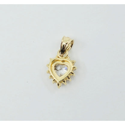 14K Yellow Gold Heart Shaped CZ Charm Pendant