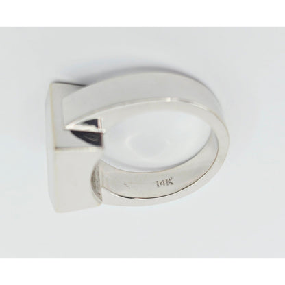 14K White Gold Square Shaped Motion Moving Diamond Ring
