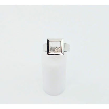 14K White Gold Square Shaped Motion Moving Diamond Ring