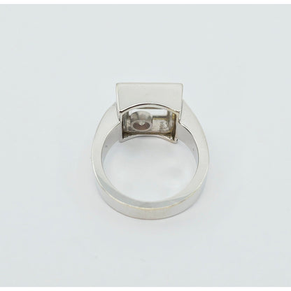 14K White Gold Square Shaped Motion Moving Diamond Ring