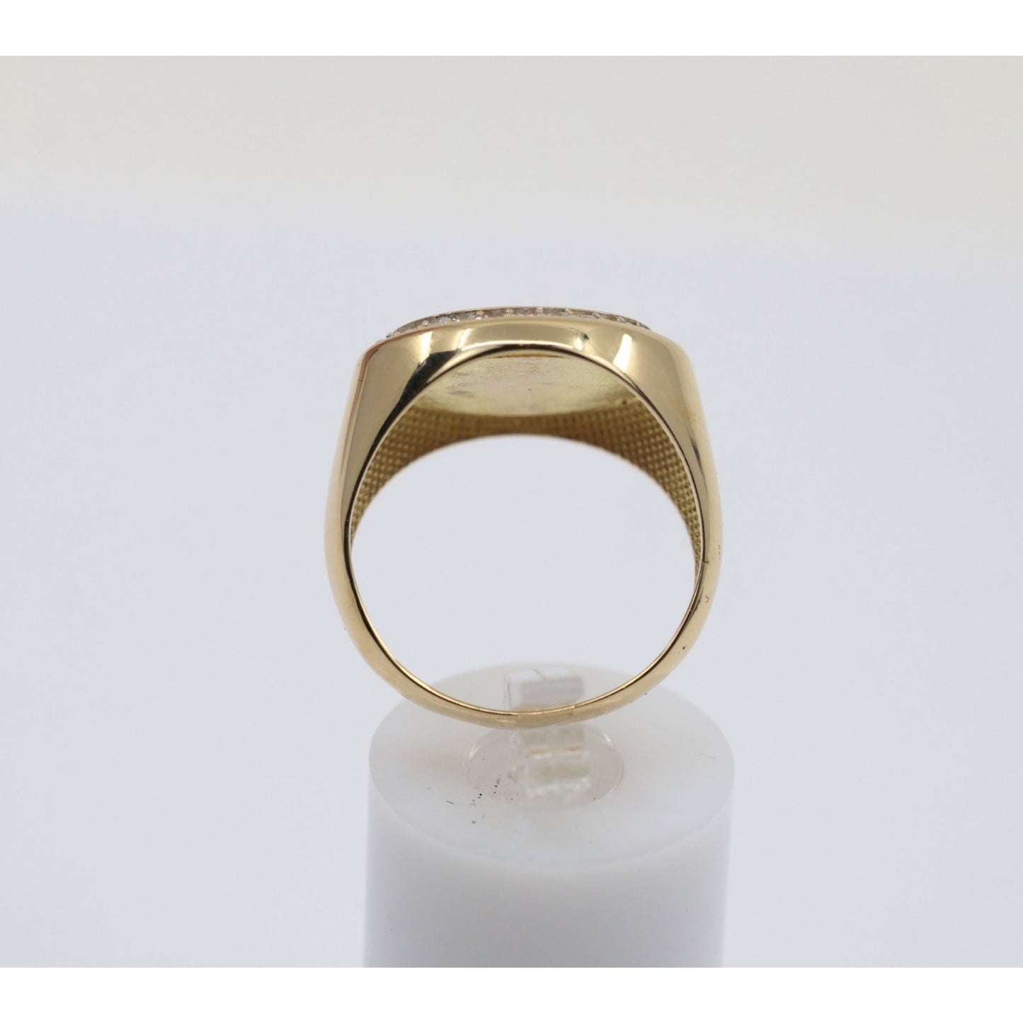 14K Yellow Gold Oval Shaped Onyx & CZ Ring