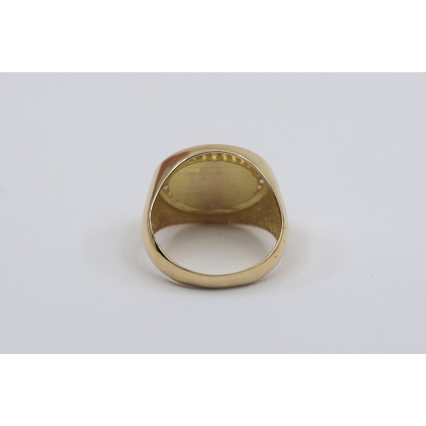 14K Yellow Gold Oval Shaped Onyx & CZ Ring
