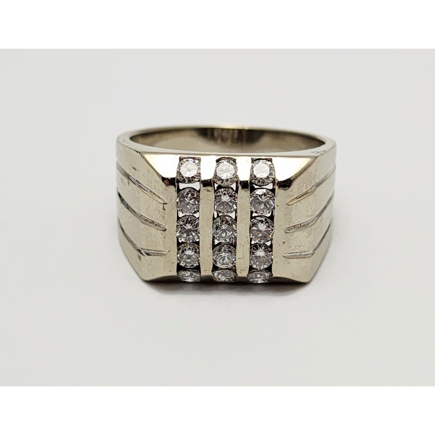 14K White Gold Diamond Men's Ring