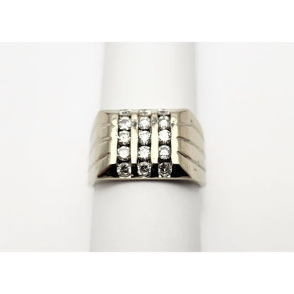 14K White Gold Diamond Men's Ring