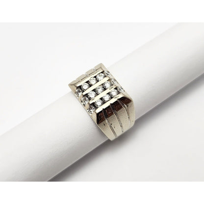 14K White Gold Diamond Men's Ring